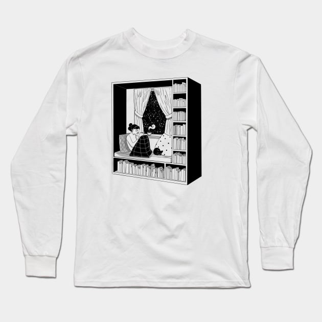 Reading at the window Long Sleeve T-Shirt by Jen